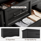 Black Dresser for Bedroom, 10 Drawer Dresser, 59" Wide Chest of Drawers w/Brushed Metal Handle, Wood Dressers TV Stand, Closet Organizers and Storage Cabinet for Bedroom, Living Room, Hallway