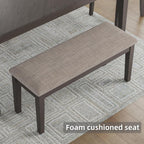 Signature Design by Ashley Wrenning Diamond Patterned Dining Table Set, 4 Upholstered Chairs and Bench, Seats 6, Wood, Gray