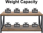 EXCEFUR Modern Coffee Table, Industrial Metal and Wood Living Room Table with Storage Shelf, Rustic Brown