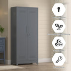 73" H Garage Storage Cabinet,Broom Closet Storage Cabinet with Adjust Shelves,Utility Cabinet,Utility Closet for Garage,Office,Gray