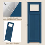 Yaheetech Bathroom Floor Cabinet, Free Standing Wooden Storage Organizer Multiple Tiers Storage Living Room Cabinet, Navy Blue