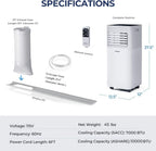 COSTWAY Portable Air Conditioner, 8000 BTU AC Unit Spaces up to 230sq.ft, with Remote Control, 24H Timer & Window Venting Kit, Sleep Mode, Suitable for Bedroom, Living Room, Office (Black, 8000BTU)