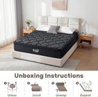 WEUP King Size Mattress, 12 Inch Hybrid Memory Foam Mattress in a Box, Individual Pocket Springs for Pressure Relief, Motion Isolation, Medium Firm Feel, CertiPUR-US Certified（Gray）