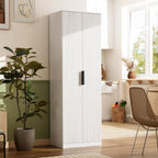 VINGLI 70" Modern Pantry Cabinet,Tall Storage Cabinet with Fluted Doors and Adjustable Shelves for Dining Room, Kitchen, Office, and More in White