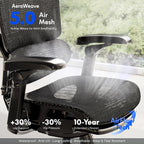 FLEXISPOT ErgoX-PRO Ergonomic Office Chair Black – AeroWeave 5.0 Mesh Seat, 5D Lumbar, 7D Armrests, 4D Headrest, 551LBS Capacity – Office, Gaming, Home