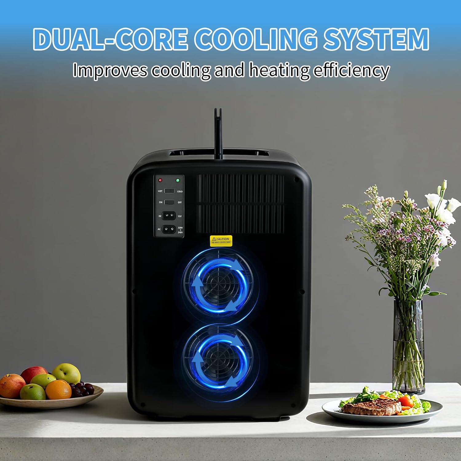 Enventor Mini Refrigerator, 15L Compact Skincare Fridge AC+DC Power Cooler & Warmer Small Refrigerator for Bedroom, Skincare, Makeup, Cosmetics, Car, Office (Black)