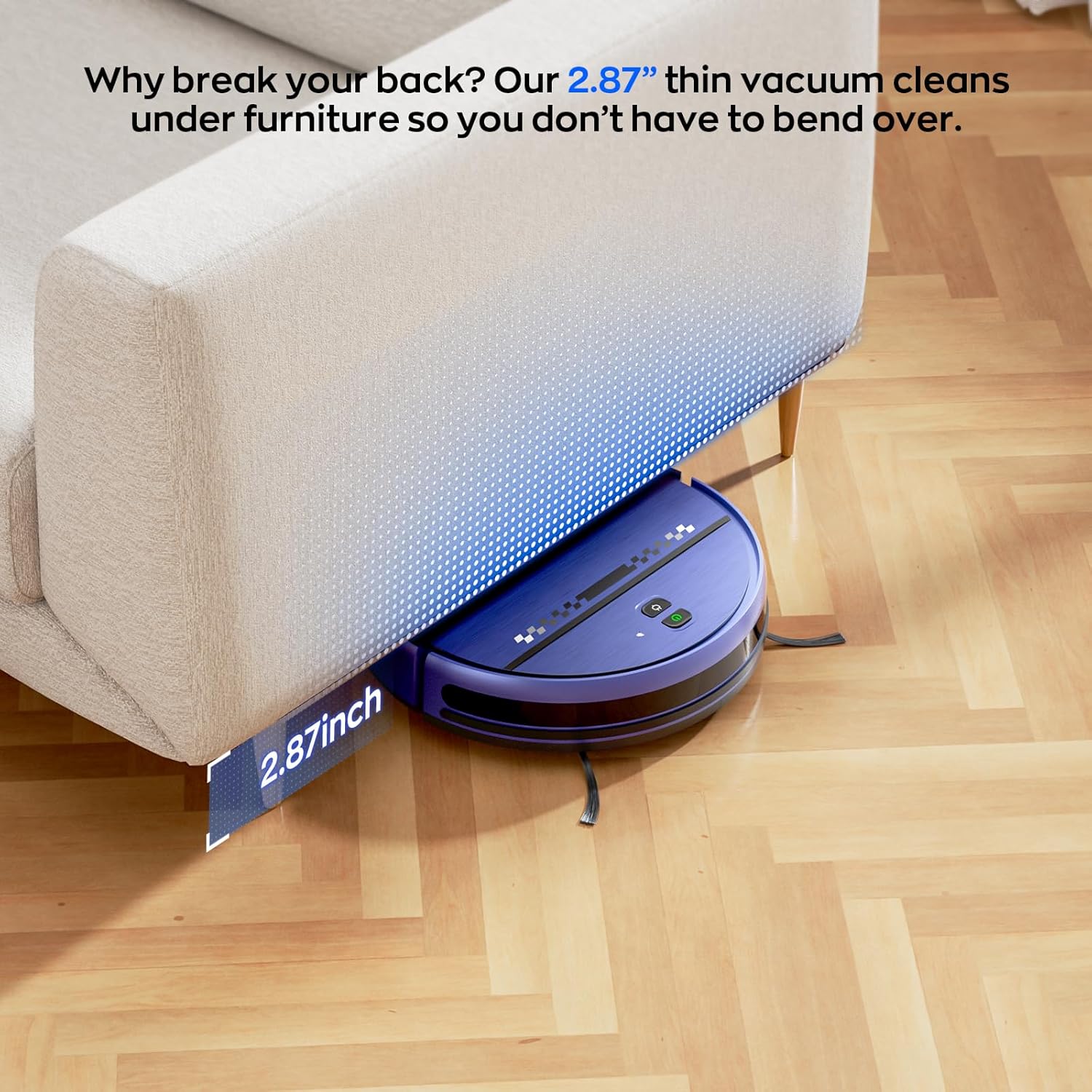MANVN 2 in 1 Robot Vacuum and Mop Combo, 2.87'' Ultra-Slim Robotic Vacuum Cleaner with 3D Obstacle Avoidance, for Hard Floors and Carpets, Wi-Fi/App/Voice Controlled for Pet Hair, Self-Charging