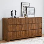 MERRYBERRY Fluted Dresser for Bedroom with 9 Drawers,63" Wide Modern Chest of Drawers with Curved Profile & Deep Drawer,Large Wood TV Dresser for Bedroom Living Room