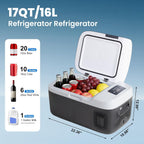 OLIXIS Portable Car Refrigerator, 17QT Single-Zone Electric Cooler for Vehicles, -4℉-68℉ Freezer Smart Control via Bluetooth with Car Battery Protection, Child Lock, 12/24V DC & 100-240V AC Powered