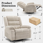 Recliner Chair, Wide Rocker Chair, Rocking Chair with Massage and Heat,360°Swivel Nursery Rocking Chairs, Oversized Recliner for Adults, Cashmere Reclining Sofa for Living Room, Beige
