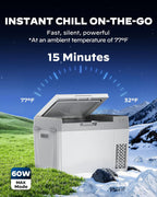 Marsail 12V Car Fridge 25QT Portable Freezer -4°F to 68°F, Compressor Cooler for Camping Travel Truck RV Home, Efficient Cooling & ECO Mode, Grey