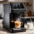 Automatic Espresso Coffee Machine with Grinder and Milk Frother, 19 Bar Pressure Extraction, Auto Cleaning & Descaling Function - for Latte, Cappuccino, Americano, Flat White, Iced & Hot Coffee