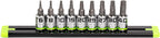 GRIPEDGE Tools | 9PC RPT Star Driver Set | Sizes T6 - T40 | 1/4'' Drive | Made With S2 Steel | Includes Premium Aluminum Socket Rail |