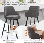 Bar Stools Set of 3, 26" Swivel Counter Height Bar Stools with High Back, Linen Kitchen Barstools Counter Height for Kitchen Island (Dark Grey, 3PCS 26" Counter Stools)