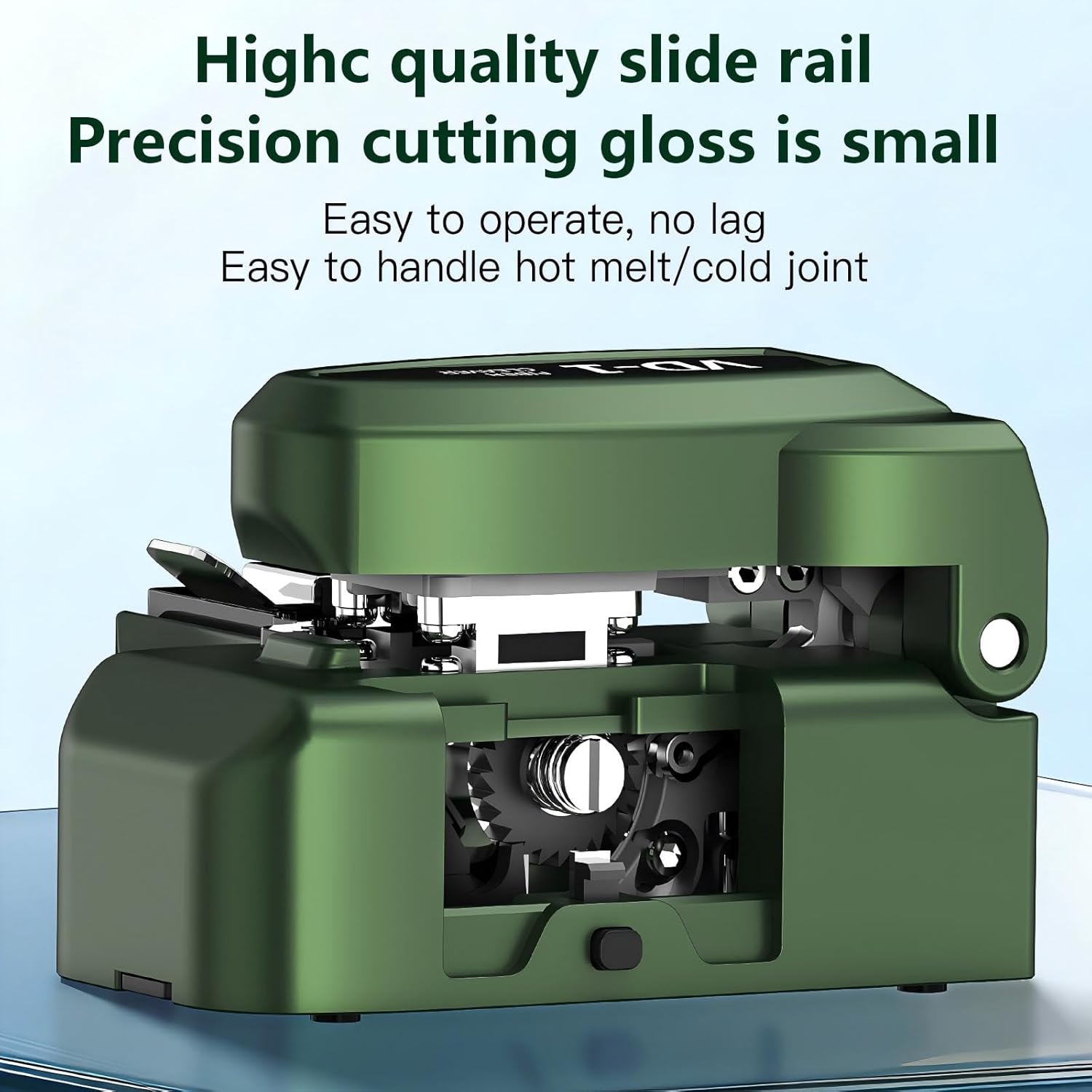 One-Step Fiber optic Cleaver VD-1 automatic Optical Fiber Cutter tool with 3-in-1 Clamp, 28-Position Blade, Detachable waste fiber box for Splicing & Cold Connection, FTTH Telecom & CATV Installation