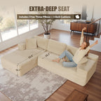 Bashaw 108" Cloud Sectional Couch Sofa with L-Shape Chaise, Modern Modular Sofa Couch Upholstered Couches for Living Room Bedroom, No Assembly Required (Beige, L Shape)