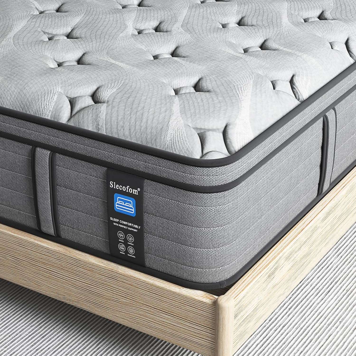 Firm King Mattress,12 Inch King Size Hybrid Mattress with Extra Lumbar Support for Back Pain Relief, Cool Sleep, Edge Support, Firm Pocket Spring with Motion Isolation, Fiberglass-Free