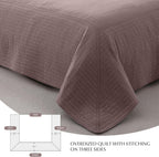 100% Cotton Quilt Set Oversized King Size - Soft Lightweight Stripe Bedding Set, Classic Comforter Set for All Season with 2 Shams, Oversized Bedspread Coverlet, 120 x120 inches