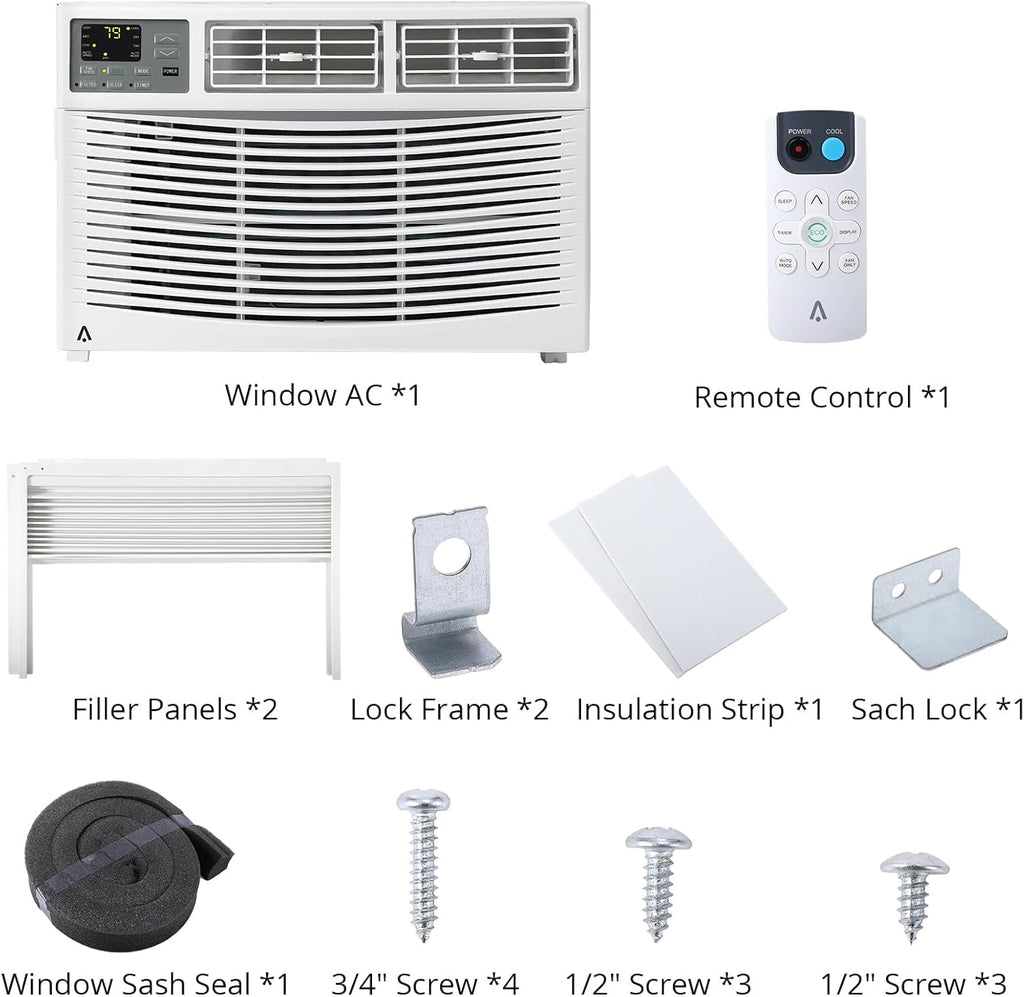 8000 BTU Window Air Conditioner with WiFi, Window AC Unit 110-115V Cools Up to 350 Sq. Ft., Energy Saving with Remote & App Control & Timer Function, Perfect for Small Rooms, Living Room, Office