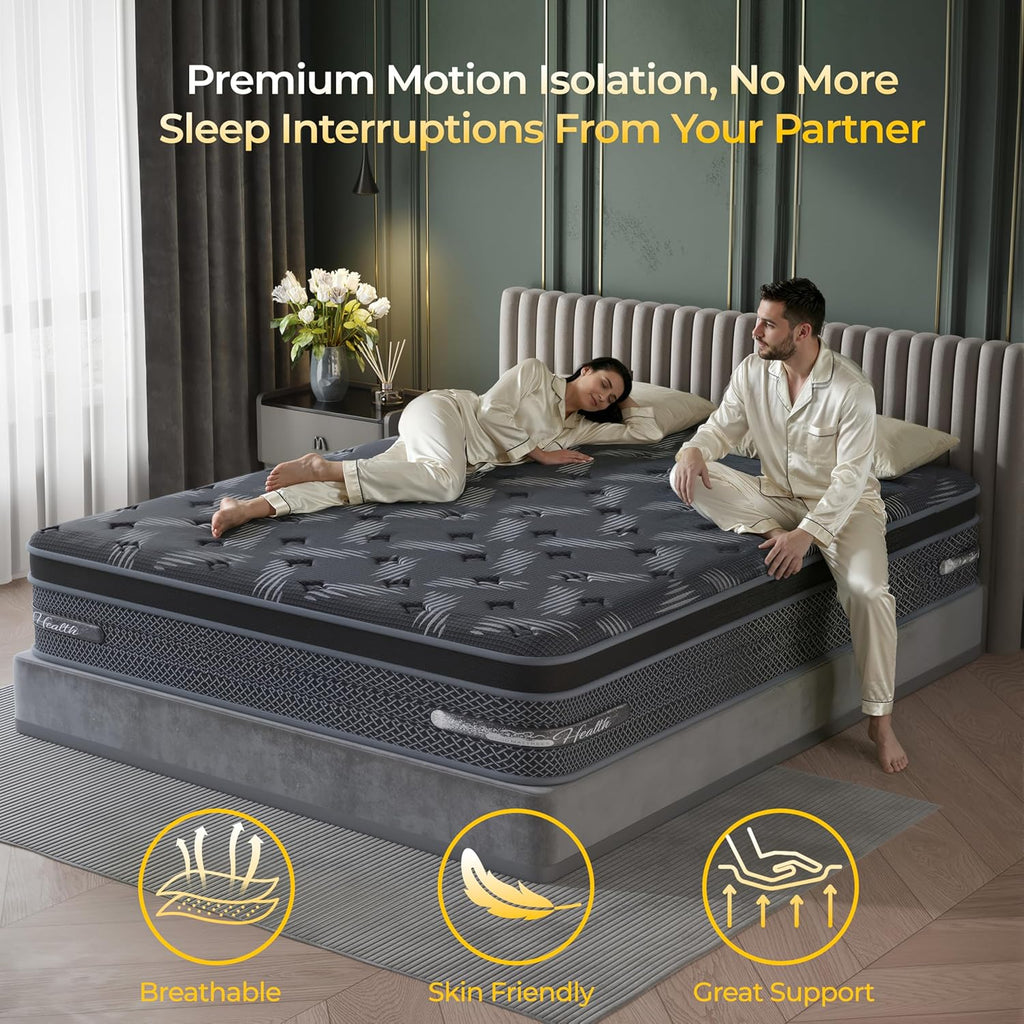 Queen Size Mattress 12 inch - 2026 Hybrid Firm Mattress in a Box Spring, Cooling Memory Foam, Pocket Springs, Medium Firmness for Pressure Relief, Motion Isolation, Edge Support, Side & Back Sleepers
