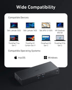 Anker 778 Thunderbolt Docking Station (12-in-1  Thunderbolt 4)  40 Gbps with Max 100W Charging for Laptop  Single 8K  Quad 4K Display  Ethernet  6 USB Ports for Dell  HP Laptops and More(Gray)