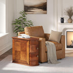 LITTLE TREE Wood End Table with 2 Drawers Sofa Side Table, No Assembly Required Vintage Slim Nightstand Bedside Table for Bedroom