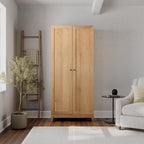 Prepac Yaletown 72" Tall Storage Cabinet with Wood Legs, Pantry Cabinet with 3 Adjustable Shelves, Bathroom, Kitchen and Home Organization in Natural Oak, 16" D x 32" W x 72" H