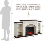 72" Electric Fireplace with Mantel, White TV Stand for TVs Up to 80 Inch, Farmhouse Entertainment Center with Storage for Bedroom,23'' Fireplace Insert Heater for Living Room