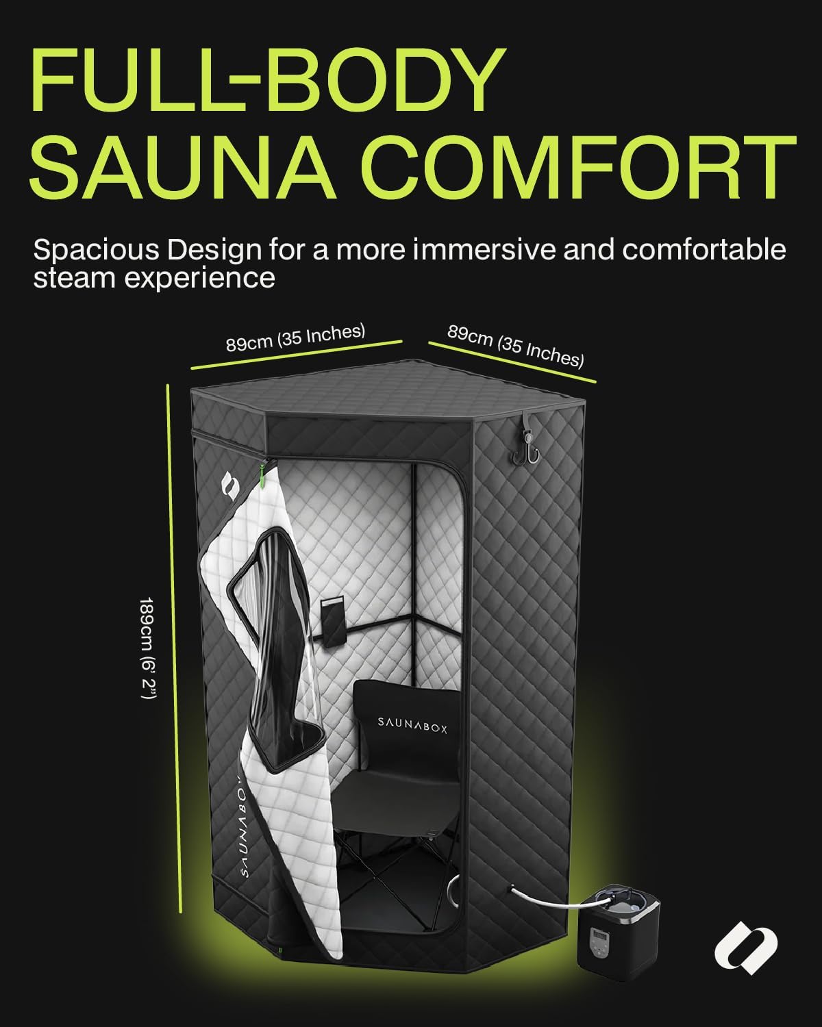 SAUNABOX® SmartSteam Kit Pro | Personal Steam Sauna for Home Use | Portable Sauna Tent with Chair  Mat & Case | Full-Body Steam Therapy for Relaxation  Detox & Recovery