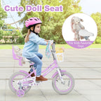 Olakids Kids Bike, 12 14 16 18 20 Inch Toddlers Bike with Doll Seat Basket Adjustable Seat and Handlebar, Handbrake and Coaster Brake, Children's Bicycle for Girls