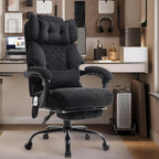 Massage Office Chair with Foot Rest,6 Points Vibration & Heat Executive Office Chairs for Heavy People,500LBS Big and Tall Office Chair,Ergonomic Reclining Desk Chair,Dual-Use Pillow,BlackCloth