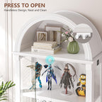 Arched Display Cabinet with Glass Doors, 72" Tall Curio Cabinet with Human Sensor Lights, 4-Tier Display Case for Collectibles Bookcase Living Room