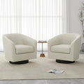 UIXE Swivel Barrel Accent Chairs Set of 2, Fabric Upholstered Armchair Modern Round Club Arm Chair for Living Room, Comfy Single Sofa Seating Bedroom Side Reading Seat - Beige