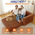 HABUTWAY Folding Sofa Bed, 2 in 1 Convertible Sleeper Chair with Armrest, Portable Fold Out Chair Bed, Comfy Floor Couch, Multi-Functional Lazy Sofa for Living Room Bedroom Dorm Home Office, Caramel
