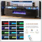 MXV 70" Fireplace TV Stand, Modern Entertainment Center & 36 Inch Electric Fireplace with Remote Control, LED Light, Fire Place Tv Stand for Living Room for TVs up to 80", Black + Black
