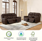 CHITA Genuine Leather Power Recliner Sofa, Wall Hugger Reclining Loveseat with Power Headrest, Charging Ports, Reclining Sectional Couch for Living Room, RV, Dark Brown