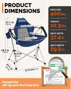 KingCamp Hammock Camping Chair, Swinging Portable Camp Chairs for Adults, 400lbs Heavy Duty Oversized Folding Rocking Chair with Adjustable Recline, Aluminum Alloy Frame for Outdoor Patio Beach Sport