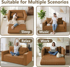HABUTWAY Folding Sofa Bed, 2 in 1 Convertible Sleeper Chair with Pillow, Portable Fold Out Chair Bed with Armrest, Comfy Floor Couch, Lazy Sofa for Living Room Bedroom Dorm Home Office, Orange
