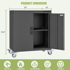 Metal Storage Cabinet with Wheels,Rolling Tool Cabinets with Doors and Adjustable Shelves,Lockable Garage Storage Cabinet,Heavy Duty Tool Chest for Home Office Utility Room,Assembly Required