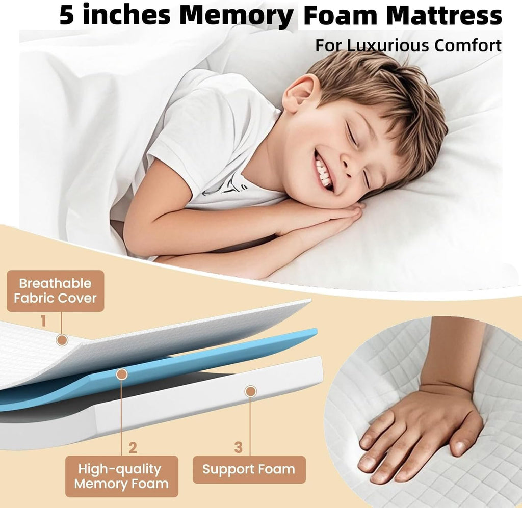Large Folding Bed with Mattress, 75''x46'' RollAway Bed for Guest, Extra Wide and Comfortable Sleep