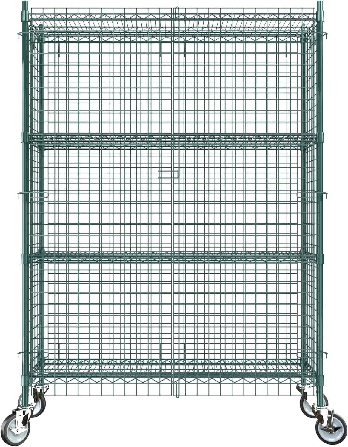 Commercial Grade NSF Listed Metal Wire Mesh Storage Green Epoxy Mobile Security Cage Kit, 18" x 48" x 70", Perfect for Warehouse, Walk-in Refrigerator, Freezer, Grocery Store, Restaurant, Dishroom