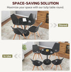 Round Dining Table 27.5" Faux Marble Black Tulip Table with Pedestal Base for 2-4 People Small Space - Kitchen Living Room Cafe