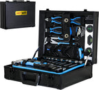 247 Piece Mechanics Tool Set, Premium Aluminum Tool Box with Tools Included, General Home Repair Tool Kit for Auto, House and DIY, 1/4 and 1/2 Drive Socket Wrench Kit, Blue