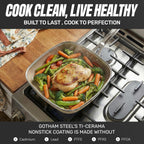 Gotham Steel 12 Pc Ceramic Cookware Set Nonstick, Ceramic Pots and Pans Set Non Stick with Steamer for Cooking, Non Toxic PFOA PFOS Free, Premium Stay Cool Handles, Oven & Dishwasher Safe