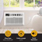 Whirlpool 12,000 BTU 230V Through-the-Wall Air Conditioner with Supplemental Heat, Dehumidifier and Remote, Wall AC Unit for Apartment, Living Room and Medium Rooms up to 550 Square Feet in White