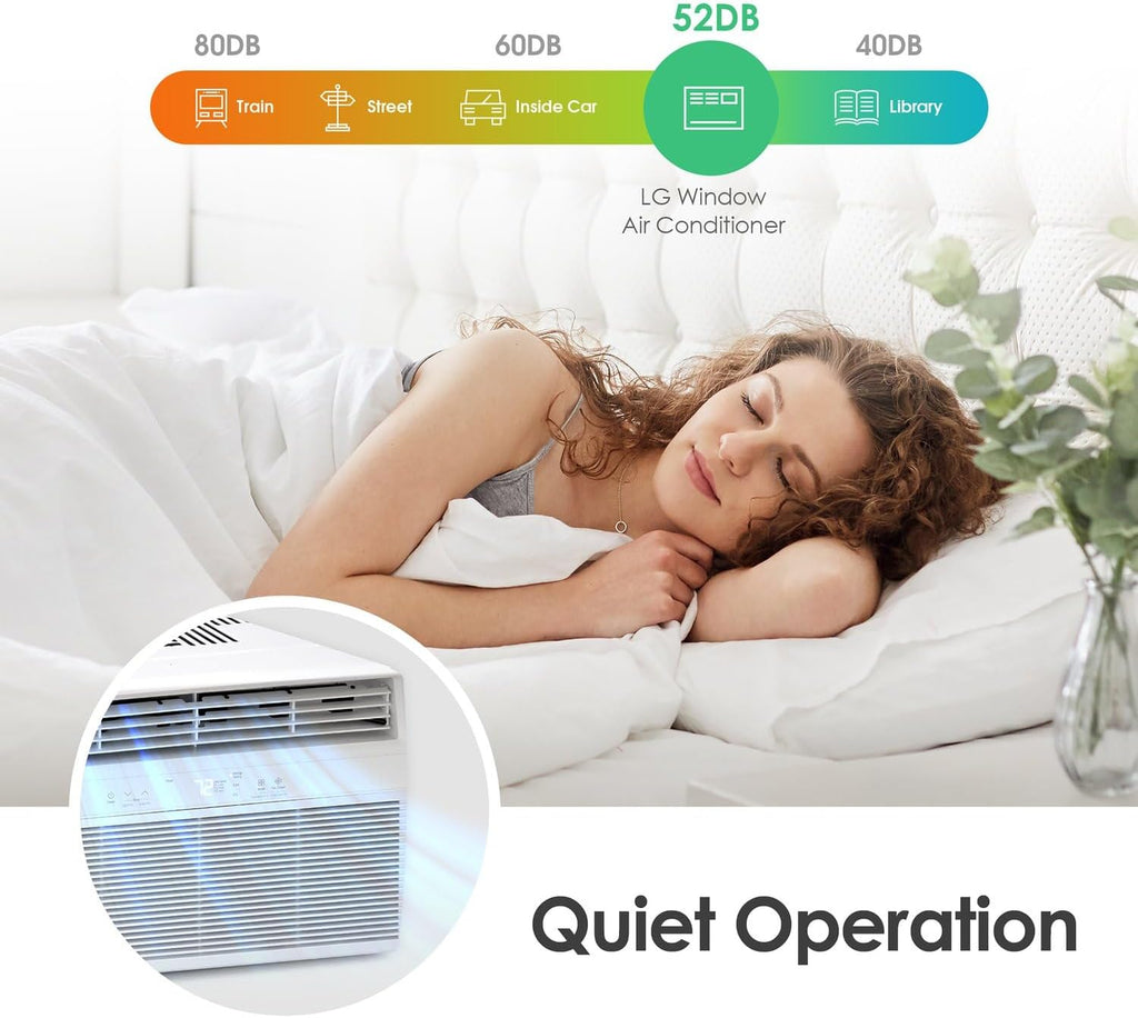 LG 6,000 BTU Window Air Conditioner, Cools 250 Sq.Ft. (10' x 25' Room Size), Quiet Operation, Electronic Control with Remote, 2 Cooling & Fan Speeds, 2-Way Air Deflection, Auto Restart, 115V