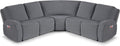 VANSOFY Extra Large Reclining Sectional Couch Covers, Washable 5-Piece Sofa Covers for L Shape Sectional Sofa Corner Seater, Thick, Soft Sofa Slipcovers (5 Seat Recliner Cover, Dark Gray)