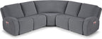 VANSOFY Extra Large Reclining Sectional Couch Covers, Washable 5-Piece Sofa Covers for L Shape Sectional Sofa Corner Seater, Thick, Soft Sofa Slipcovers (5 Seat Recliner Cover, Dark Gray)