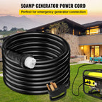 VEVOR 50FT 50 Amp Generator Extension Cord  STW 45446 + 45505 125V 250V Generator Power Cord  N14-50P & SS2-50R & CS6364 Twist Lock Connectors
