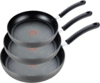 T-Fal Ultimate Hard Anodized Nonstick Fry Pan Set 3 Piece: 8, 10.25, & 12 Inch, Oven Broiler Safe 400F, Kitchen Cookware Set, Pots and Pans Set Non Stick, Frying Pans, Skillets, Dishwasher Safe, Onyx